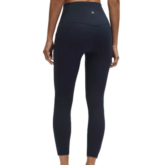 Lululemon High Rise Navy Leggings with Pockets Crop 23" Activewear Yoga Size 2 - Picture 1 of 7